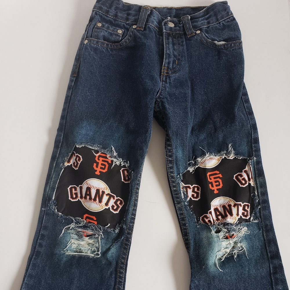 Girls size 5 Giants Distressed Jeans baseball